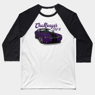 Challenger Srt-8 Purple Stripe Front Baseball T-Shirt